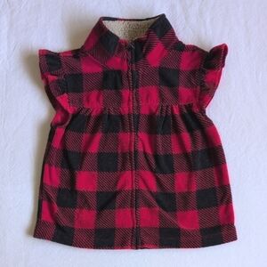 carter's buffalo check zip-up fleece vest 24 months baby girl